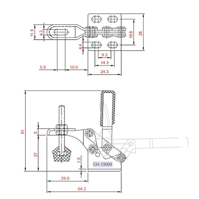 Vendita online Bloccaggio verticale base piatta braccio fisso 30 Kg.